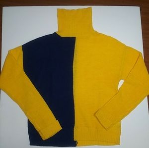 Yellow & Blue Turtleneck Sweater